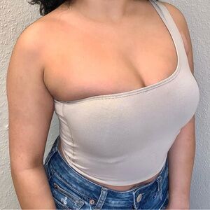 One-Shoulder Cream Women's Top